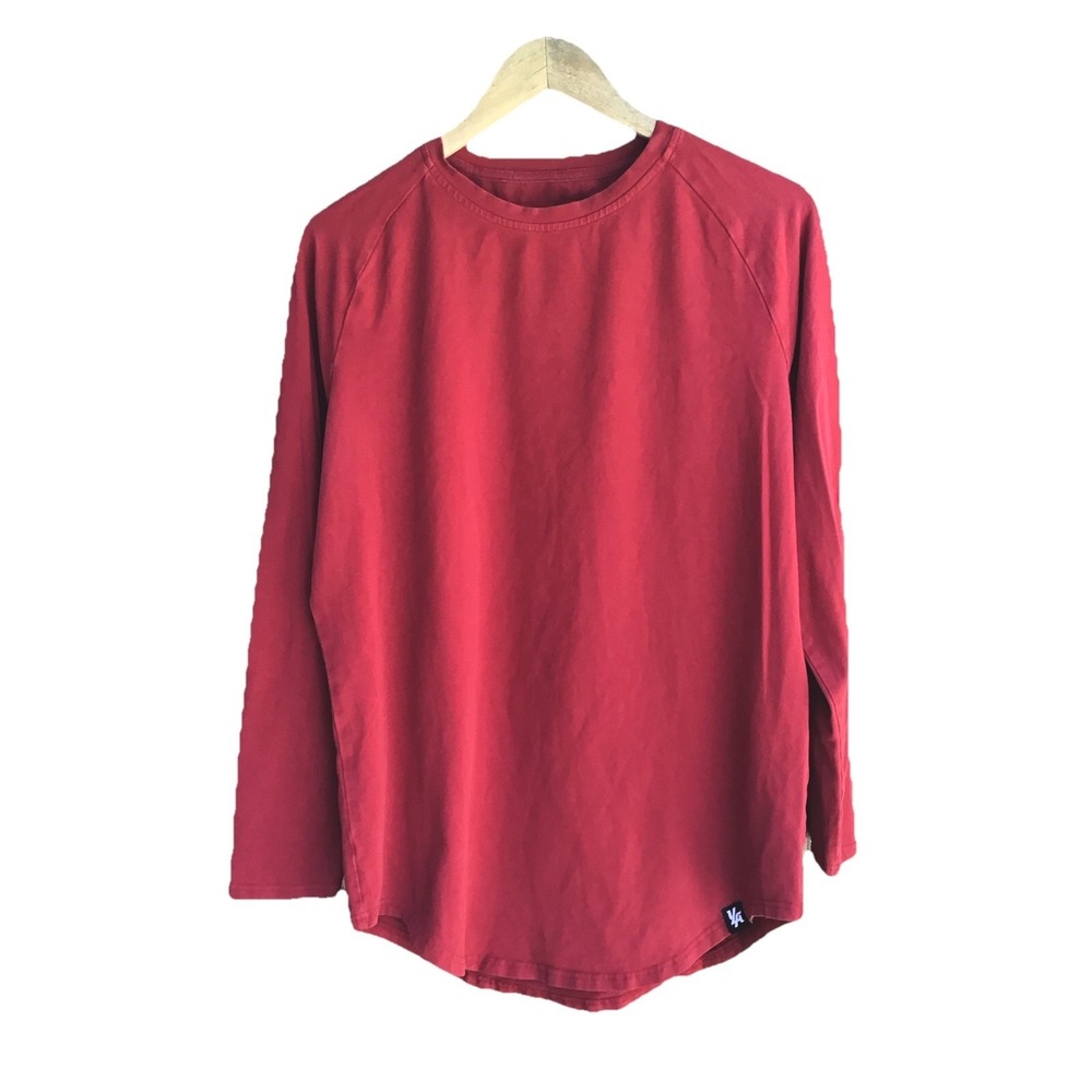 YoungLA Never Give Up Long Sleeve Performance Shirt Red Men's Large USA Gym Yoga
